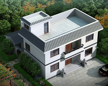 AT1607帶內庭院二層簡約實用平頂房屋設計全套圖紙11.1mX12.3m