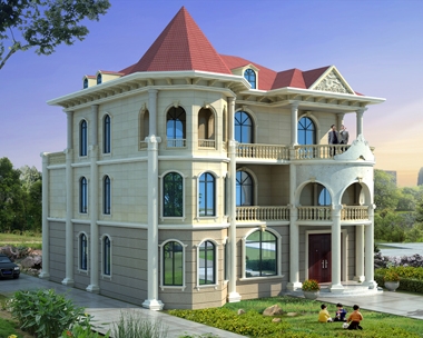 私家別墅定制設計AT1760三層漂亮簡歐別墅全套建筑圖紙16.5mX15.4m