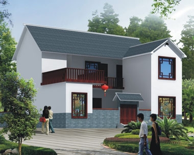 AT1767二層前后院中式新農村自建小別墅設計施工圖紙12.9mX13.5m